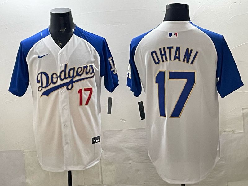 Men Los Angeles Dodgers #17 Ohtani White Gold 2026 Nike Game MLB Jersey 001->los angeles dodgers->MLB Jersey